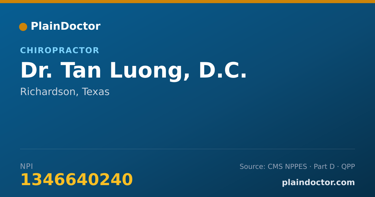 Shareable card for Tan Luong, D.C. - Chiropractor, Richardson, TX