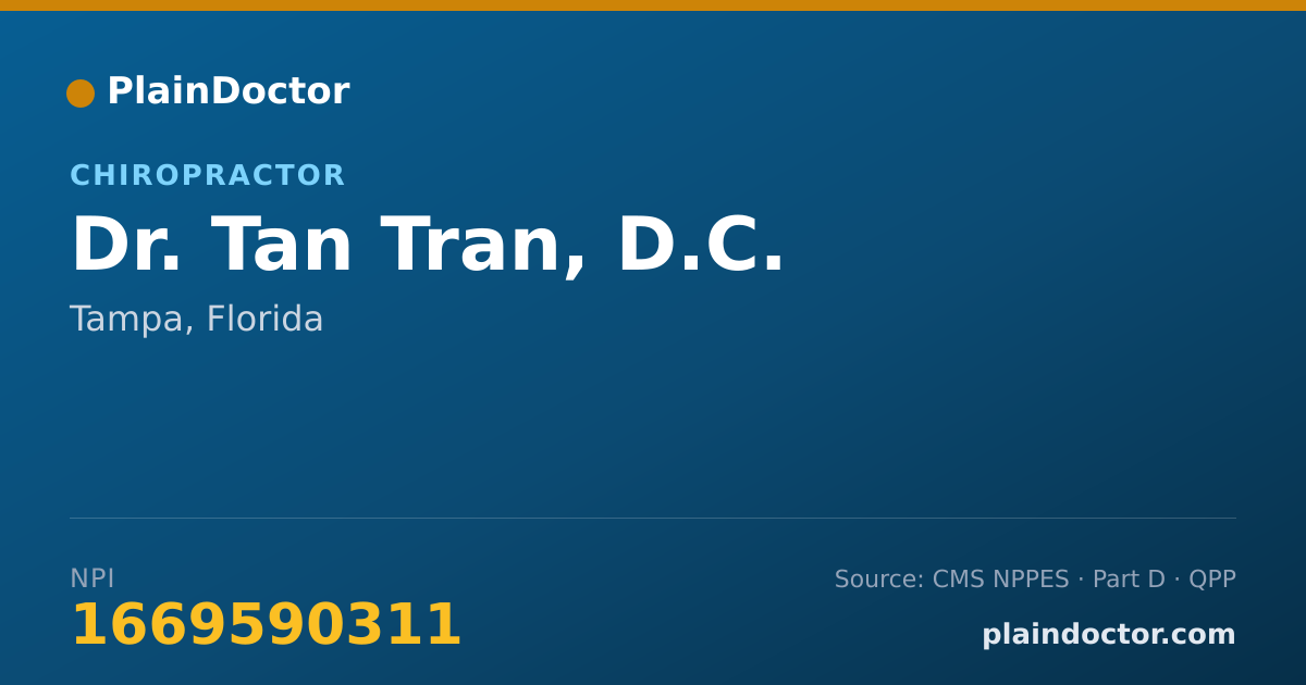 Shareable card for Tan Tran, D.C. - Chiropractor, Tampa, FL