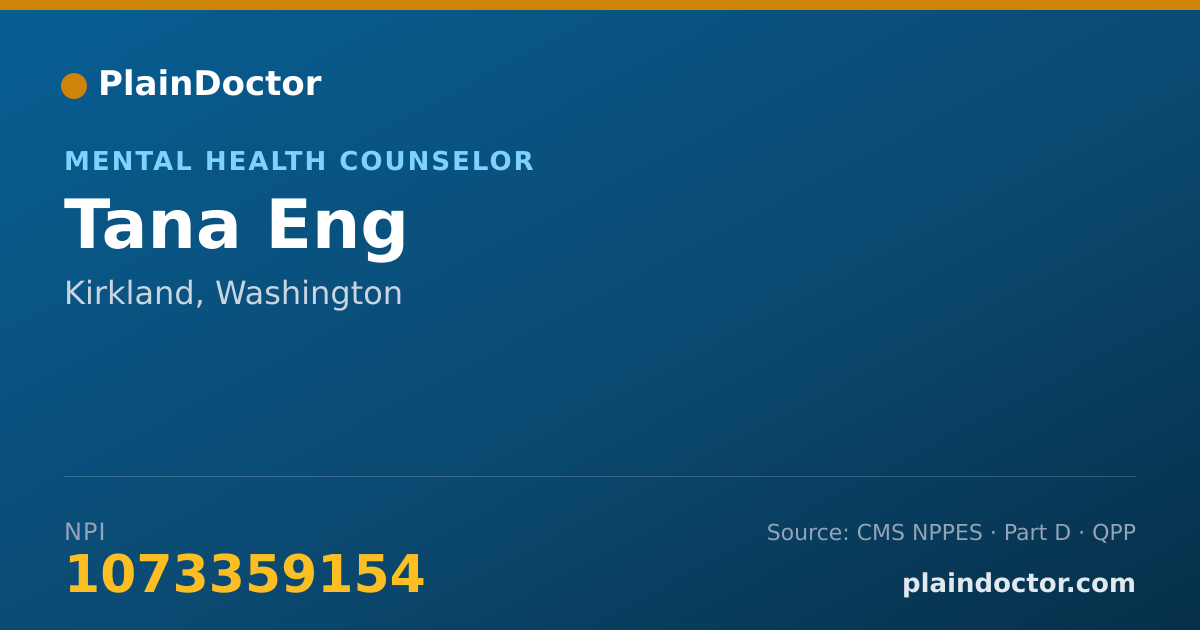 Shareable card for Tana Eng - Mental Health Counselor, Kirkland, WA