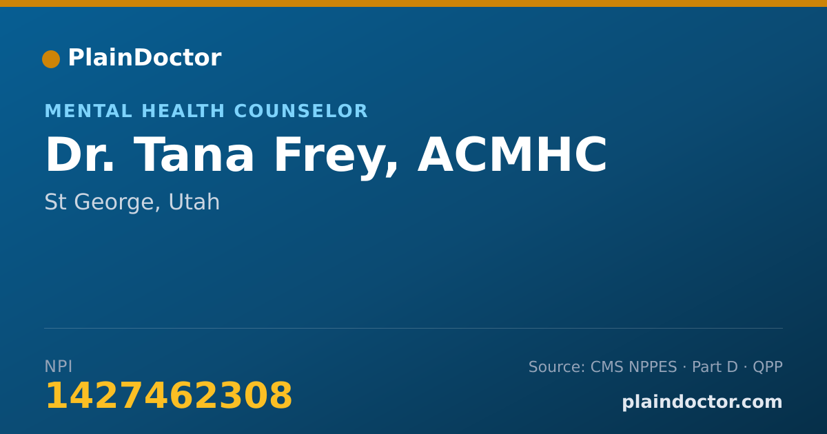 Shareable card for Tana Frey, ACMHC - Mental Health Counselor, St George, UT