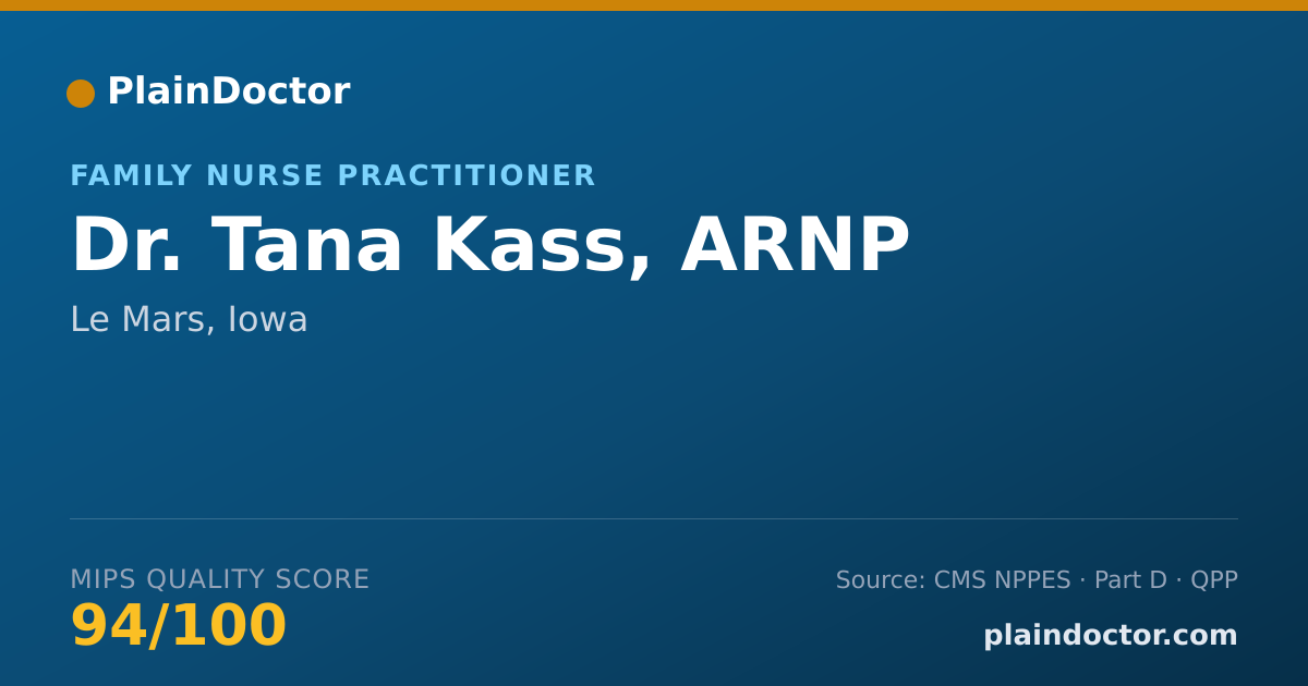 Shareable card for Tana Kass, ARNP - Family Nurse Practitioner, Le Mars, IA