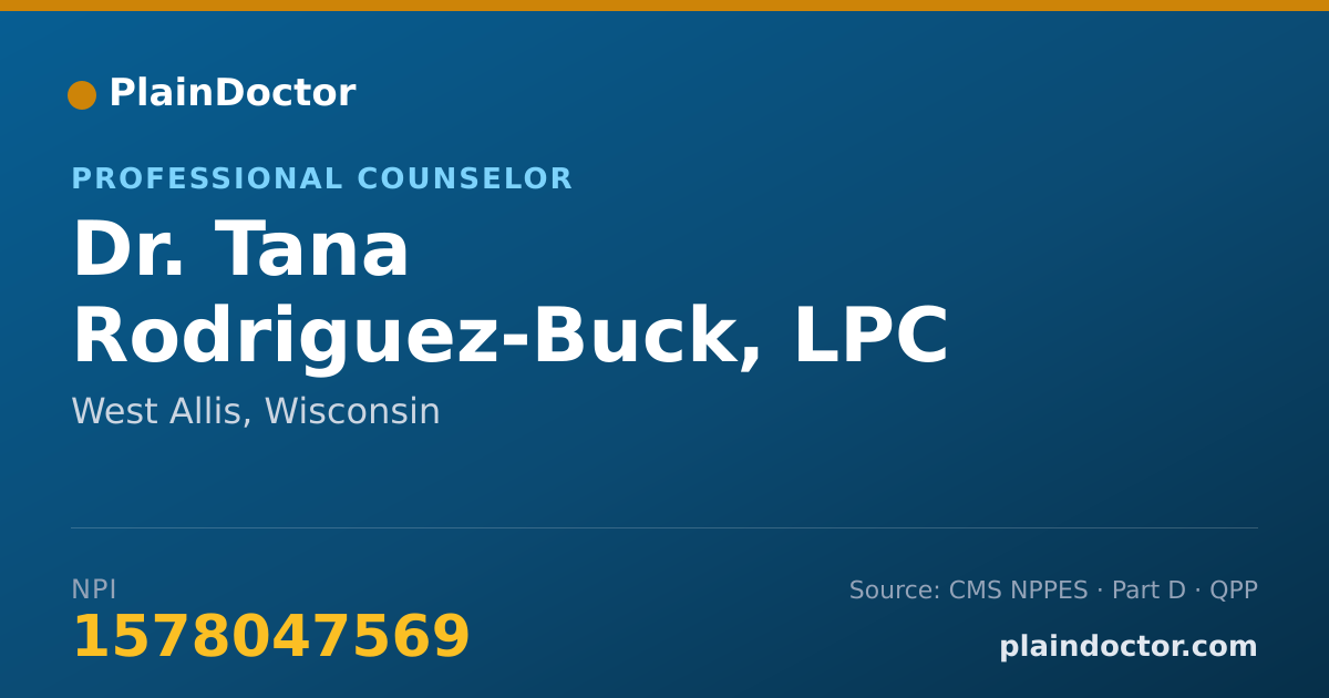 Shareable card for Tana Rodriguez-Buck, LPC - Professional Counselor, West Allis, WI