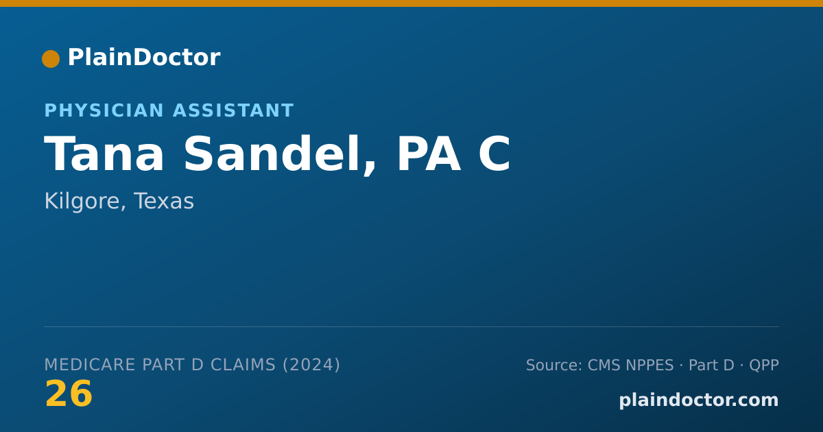 Shareable card for Tana Sandel, PA C - Physician Assistant, Kilgore, TX