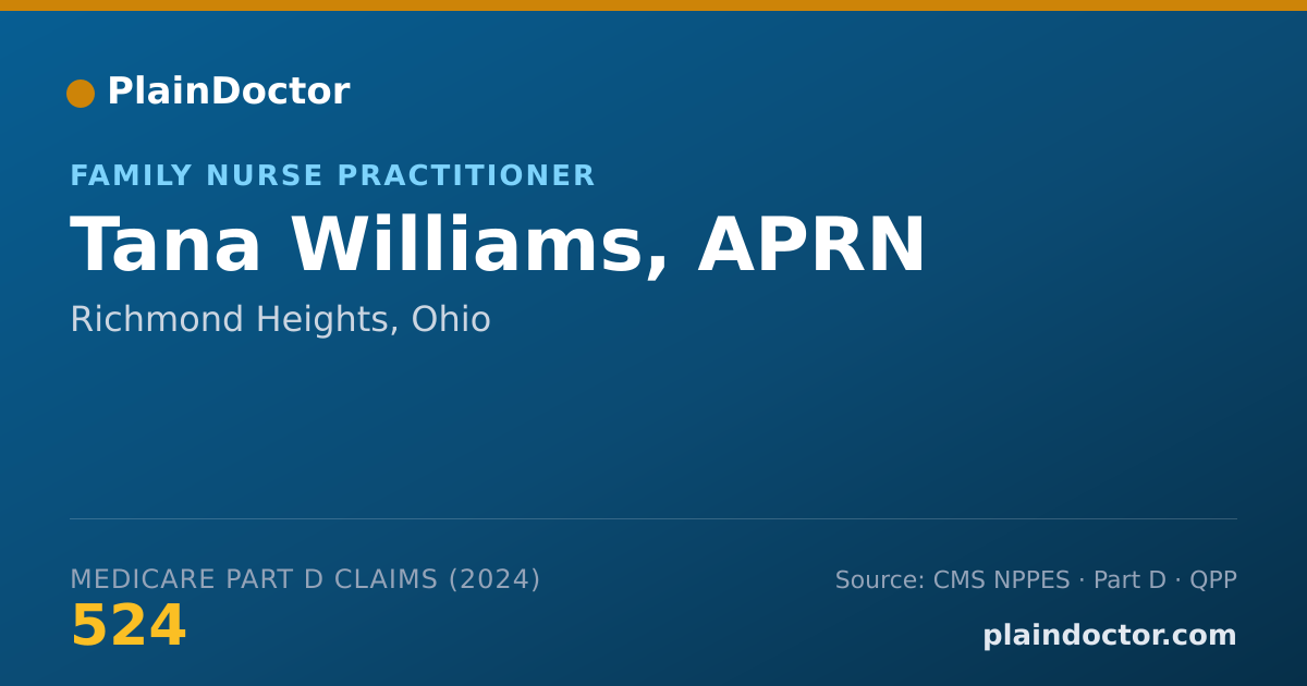 Shareable card for Tana Williams, APRN - Family Nurse Practitioner, Richmond Heights, OH