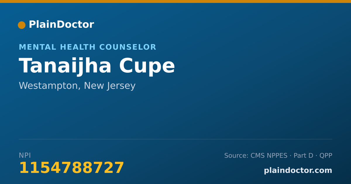 Shareable card for Tanaijha Cupe - Mental Health Counselor, Westampton, NJ