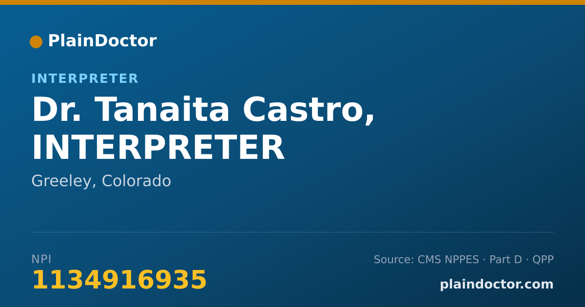 Shareable card for Tanaita Castro, INTERPRETER - Interpreter, Greeley, CO