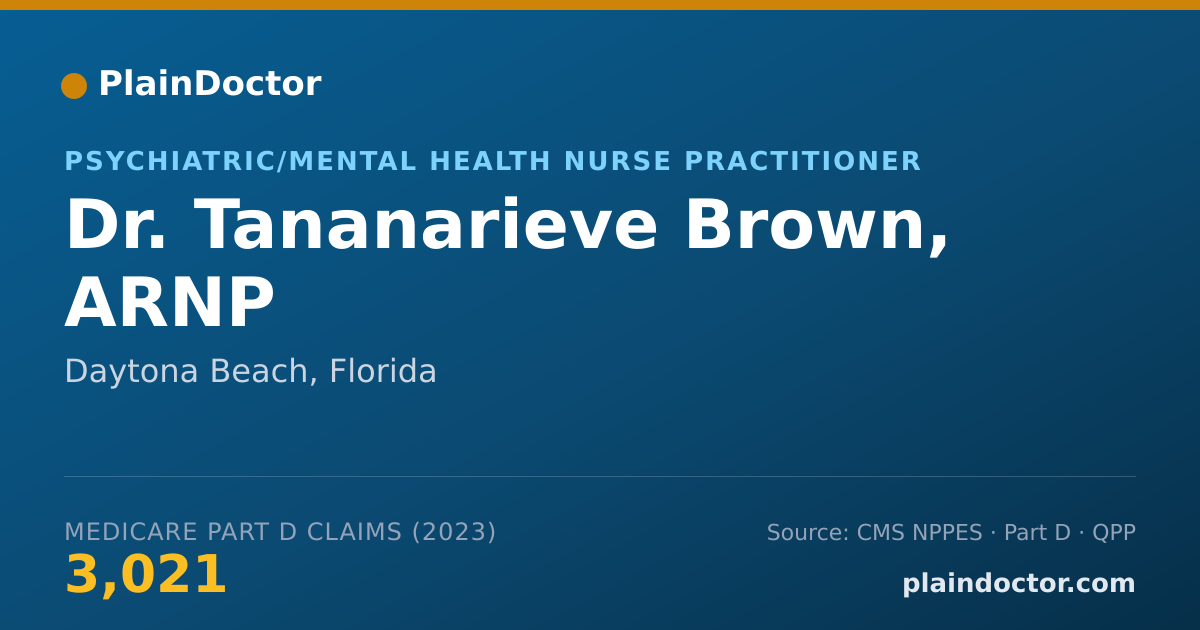 Shareable card for Tananarieve Brown, ARNP - Psychiatric/Mental Health Nurse Practitioner, Daytona Beach, FL