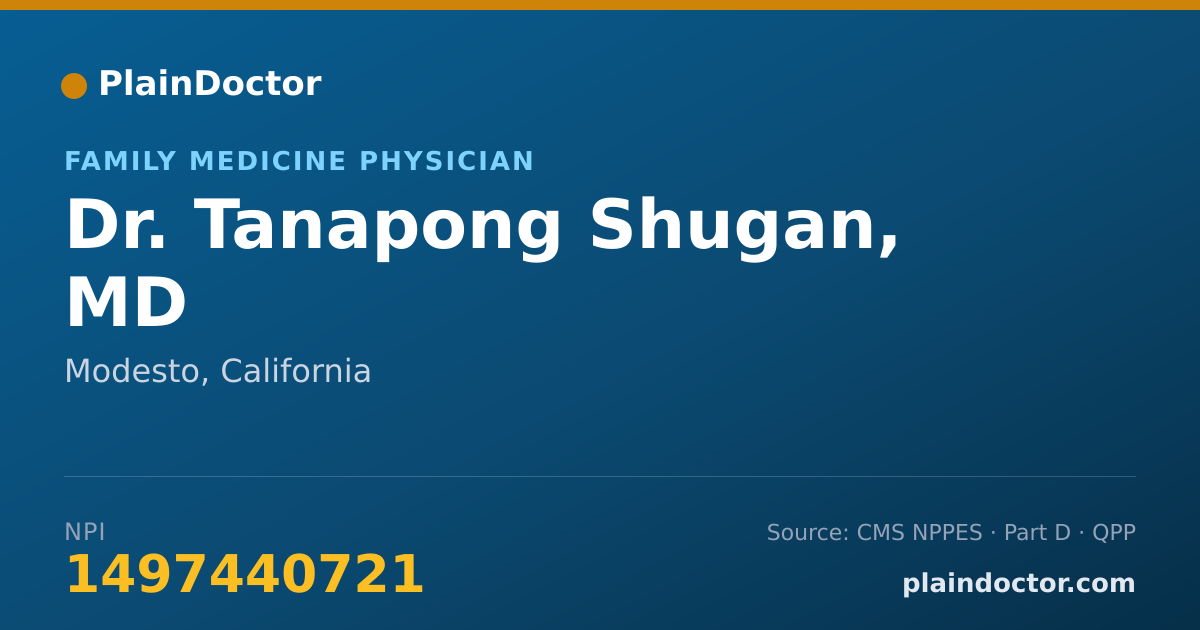 Shareable card for Tanapong Shugan, MD - Family Medicine Physician, Modesto, CA