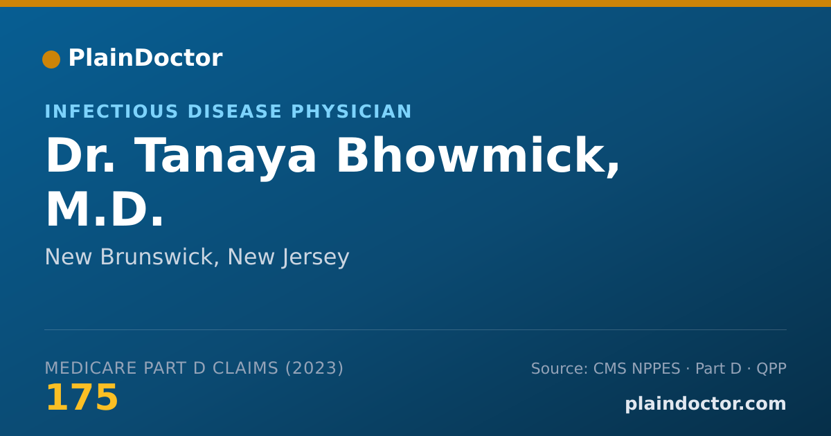 Shareable card for Tanaya Bhowmick, M.D. - Infectious Disease Physician, New Brunswick, NJ