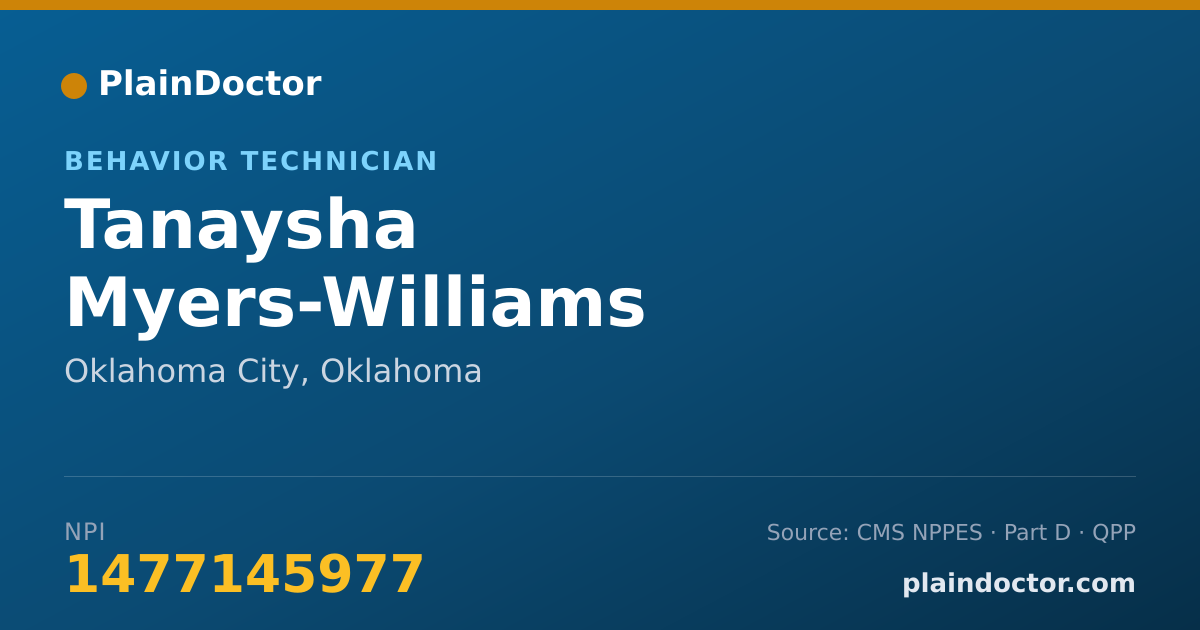 Shareable card for Tanaysha Myers-Williams - Behavior Technician, Oklahoma City, OK