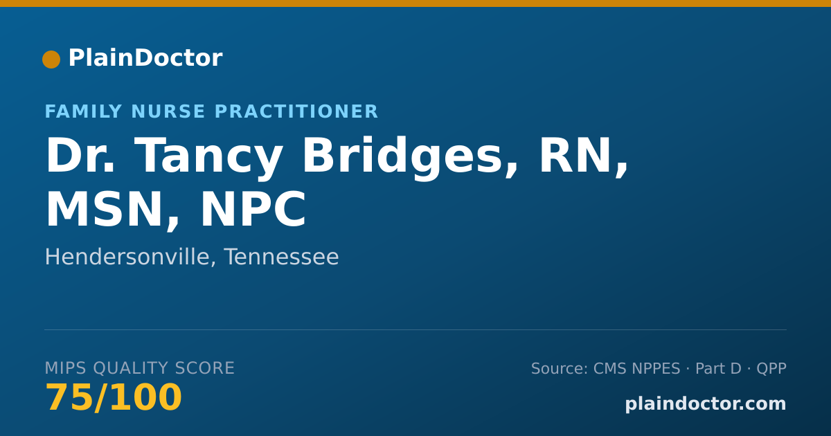 Shareable card for Tancy Bridges, RN, MSN, NPC - Family Nurse Practitioner, Hendersonville, TN