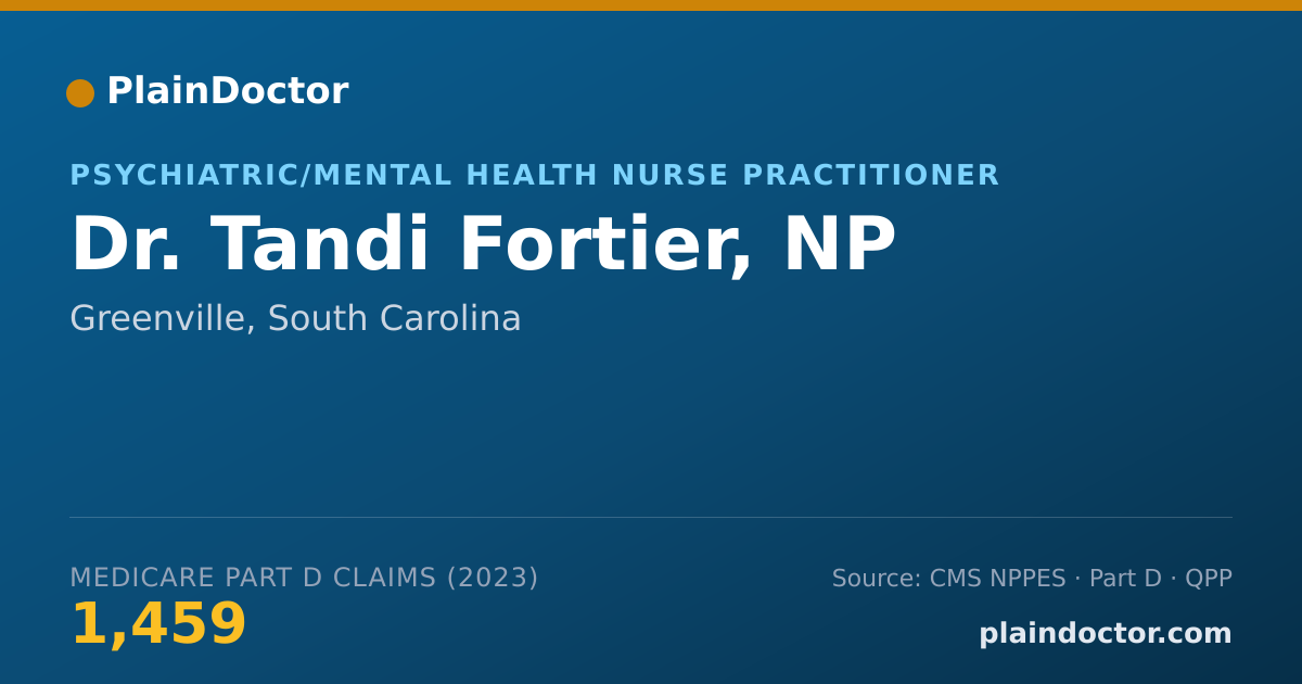 Shareable card for Tandi Fortier, NP - Psychiatric/Mental Health Nurse Practitioner, Greenville, SC