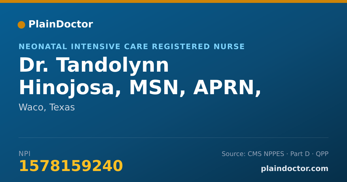 Shareable card for Tandolynn Hinojosa, MSN, APRN, NNP-BC - Neonatal Intensive Care Registered Nurse, Waco, TX