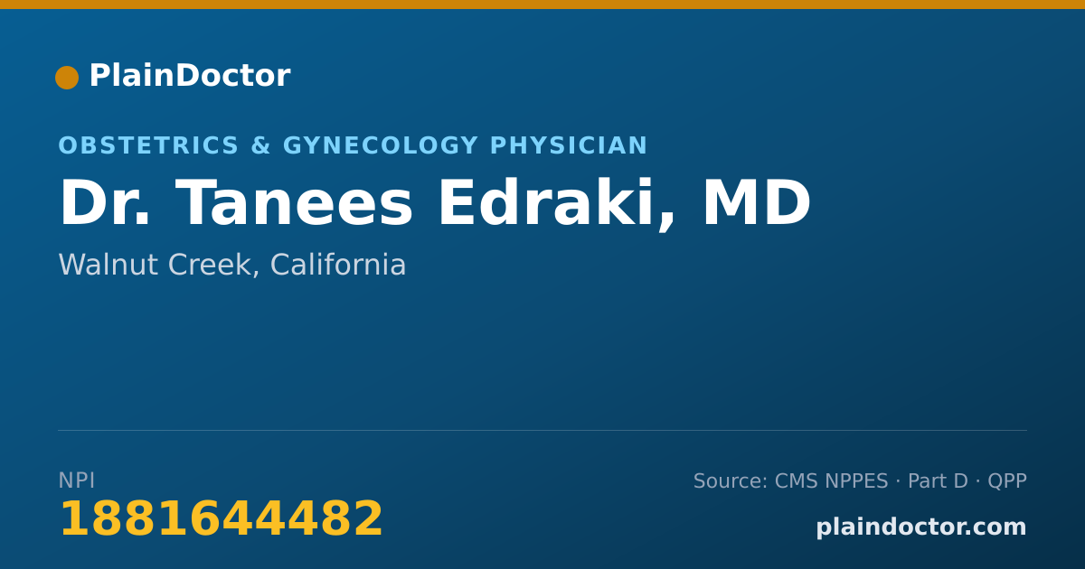 Shareable card for Tanees Edraki, MD - Obstetrics & Gynecology Physician, Walnut Creek, CA