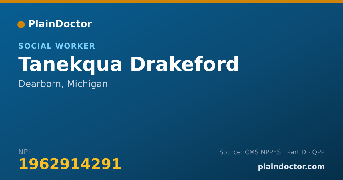 Shareable card for Tanekqua Drakeford - Social Worker, Dearborn, MI