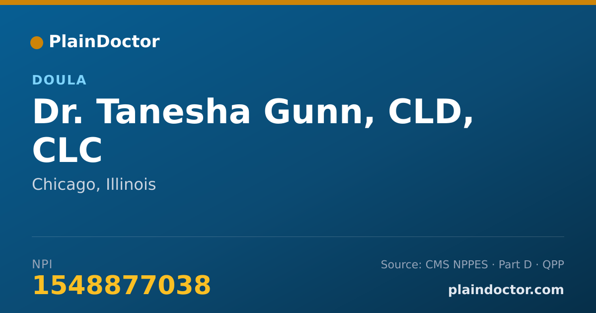 Shareable card for Tanesha Gunn, CLD, CLC - Doula, Chicago, IL