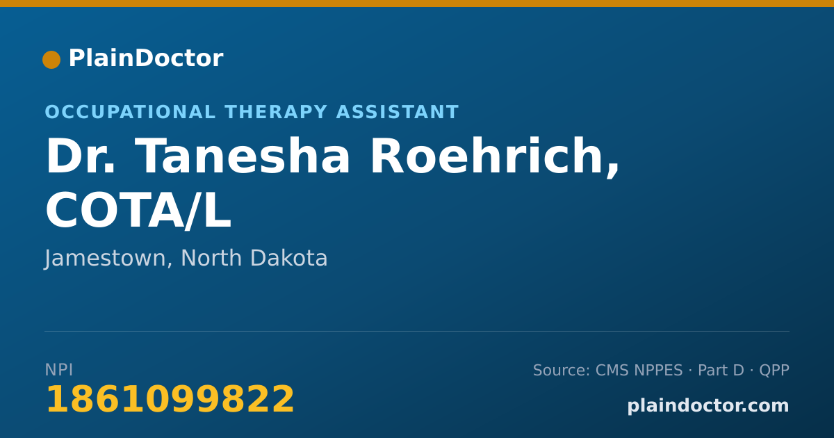 Shareable card for Tanesha Roehrich, COTA/L - Occupational Therapy Assistant, Jamestown, ND