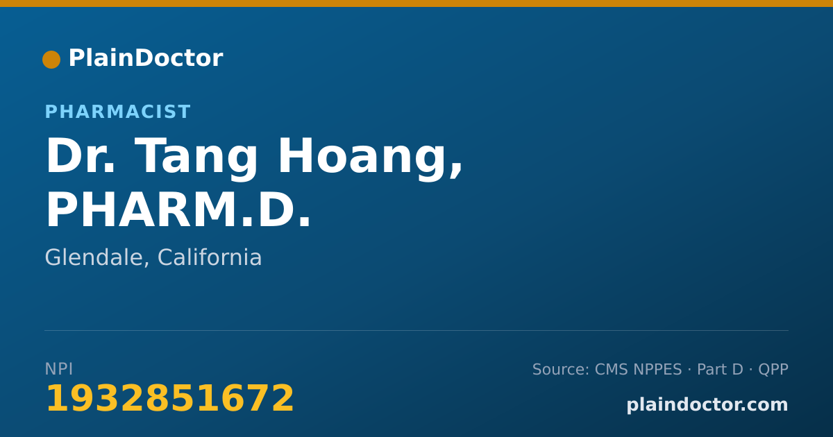Shareable card for Tang Hoang, PHARM.D. - Pharmacist, Glendale, CA
