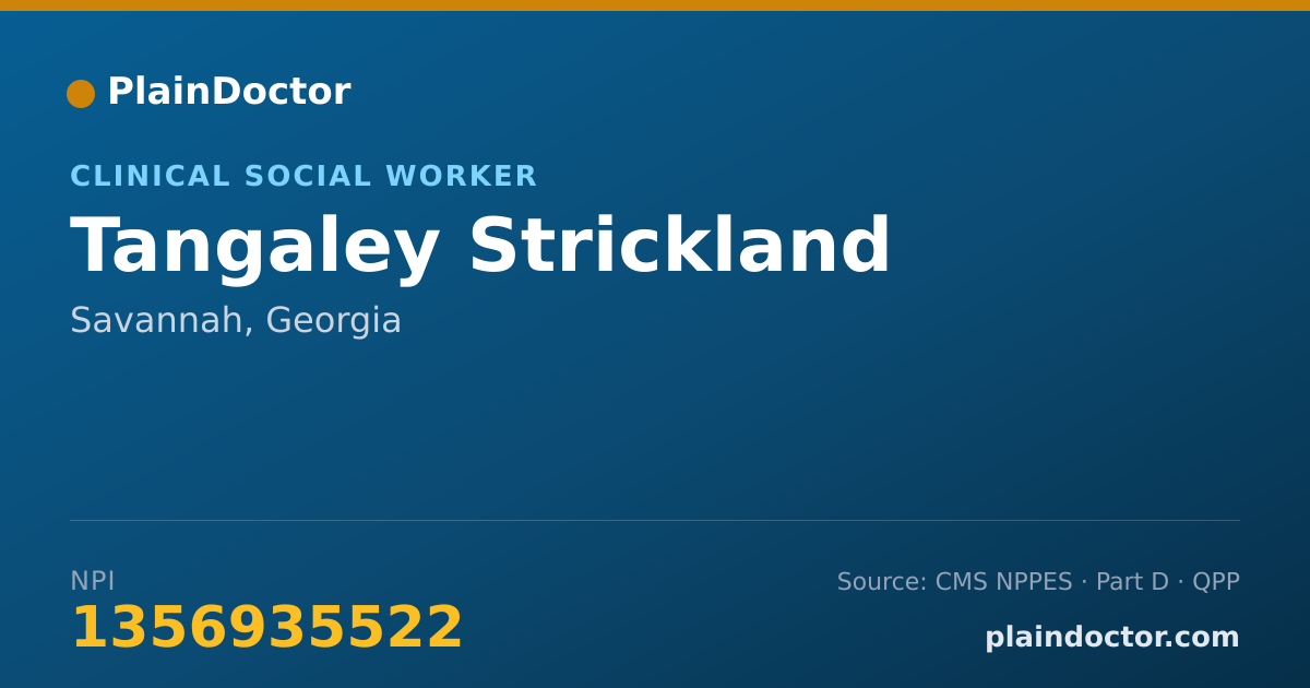 Shareable card for Tangaley Strickland - Clinical Social Worker, Savannah, GA