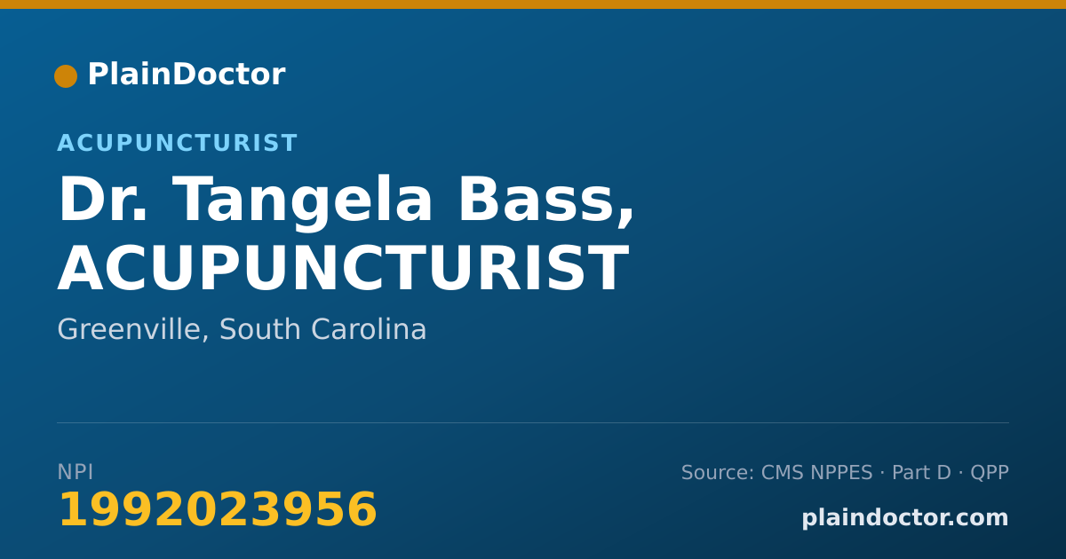 Shareable card for Tangela Bass, ACUPUNCTURIST - Acupuncturist, Greenville, SC