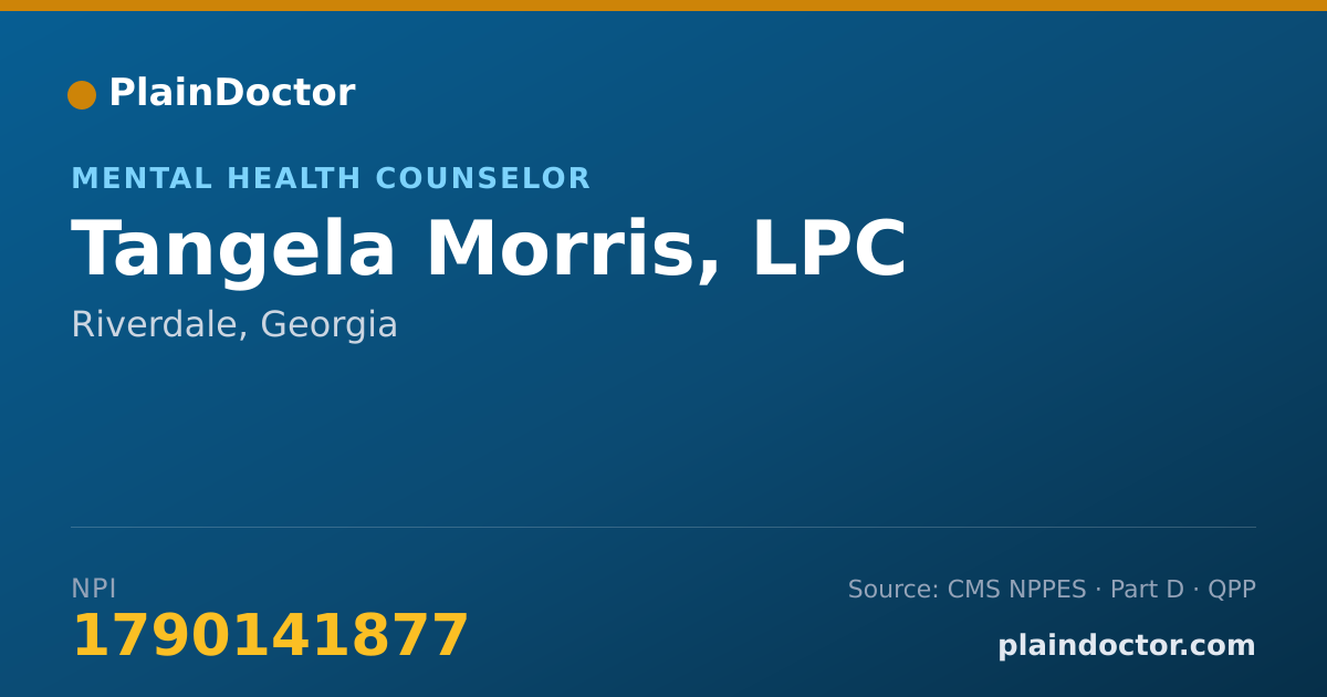 Shareable card for Tangela Morris, LPC - Mental Health Counselor, Riverdale, GA