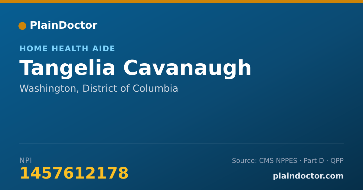 Shareable card for Tangelia Cavanaugh - Home Health Aide, Washington, DC