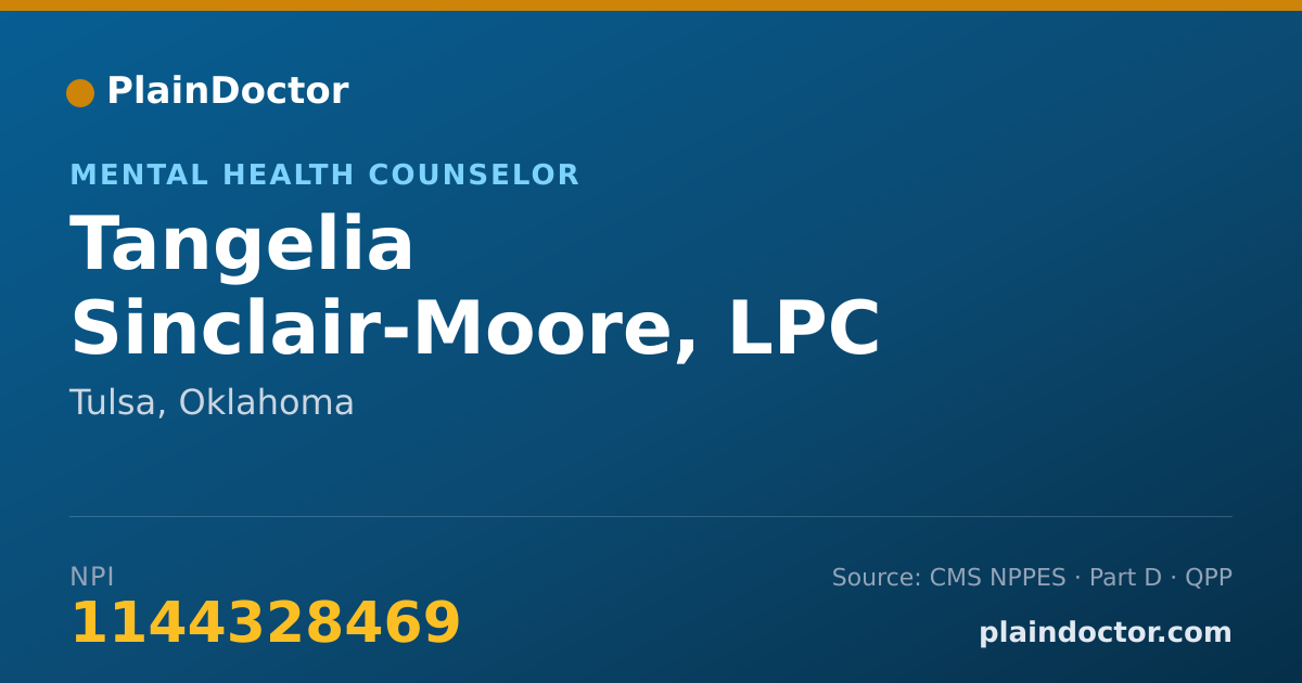 Shareable card for Tangelia Sinclair-Moore, LPC - Mental Health Counselor, Tulsa, OK