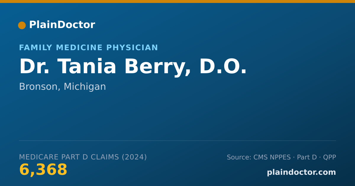 Shareable card for Tania Berry, D.O. - Family Medicine Physician, Bronson, MI