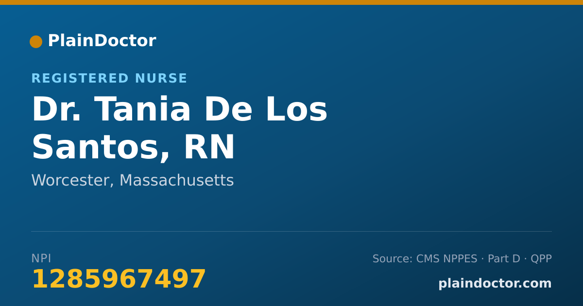 Shareable card for Tania De Los Santos, RN - Registered Nurse, Worcester, MA