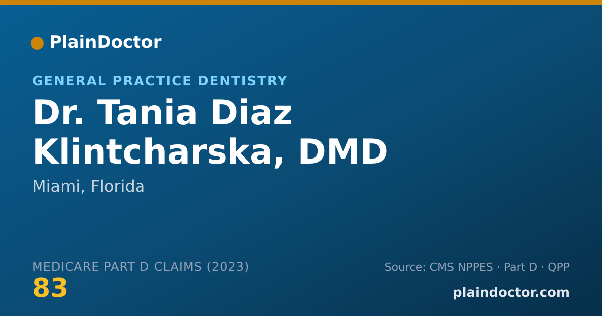 Shareable card for Tania Diaz Klintcharska, DMD - General Practice Dentistry, Miami, FL