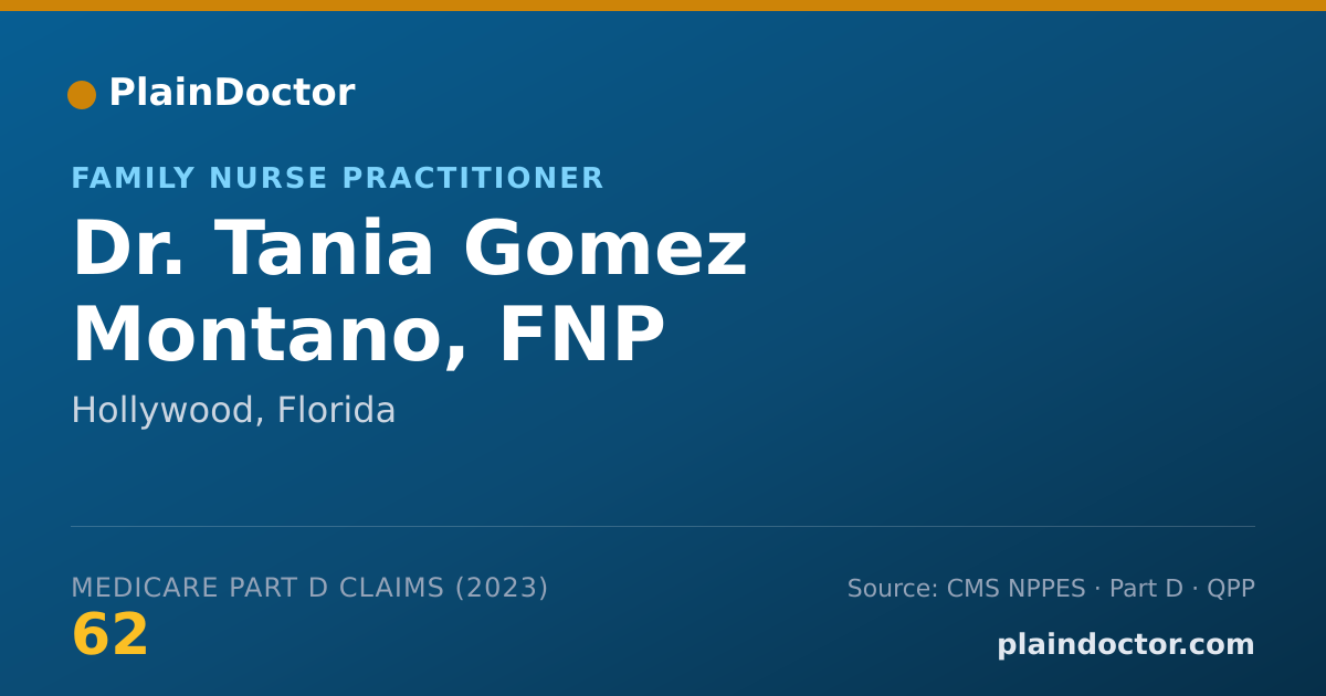 Shareable card for Tania Gomez Montano, FNP - Family Nurse Practitioner, Hollywood, FL