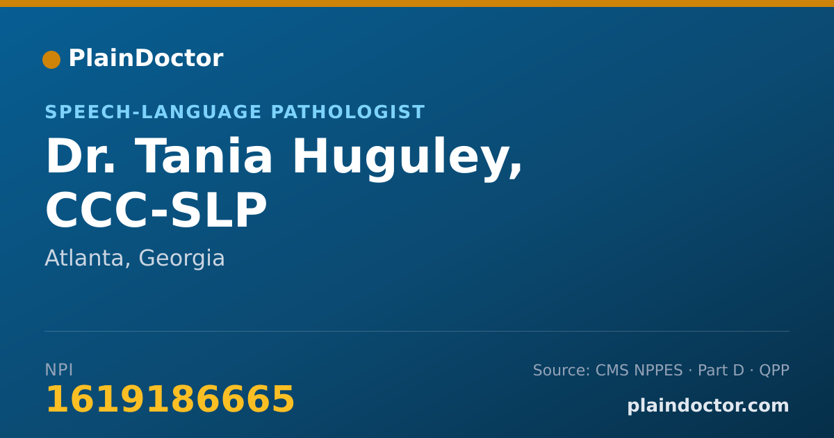 Shareable card for Tania Huguley, CCC-SLP - Speech-Language Pathologist, Atlanta, GA