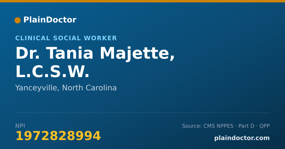 Shareable card for Tania Majette, L.C.S.W. - Clinical Social Worker, Yanceyville, NC
