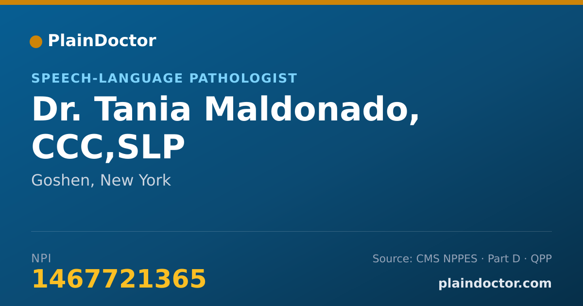 Shareable card for Tania Maldonado, CCC,SLP - Speech-Language Pathologist, Goshen, NY