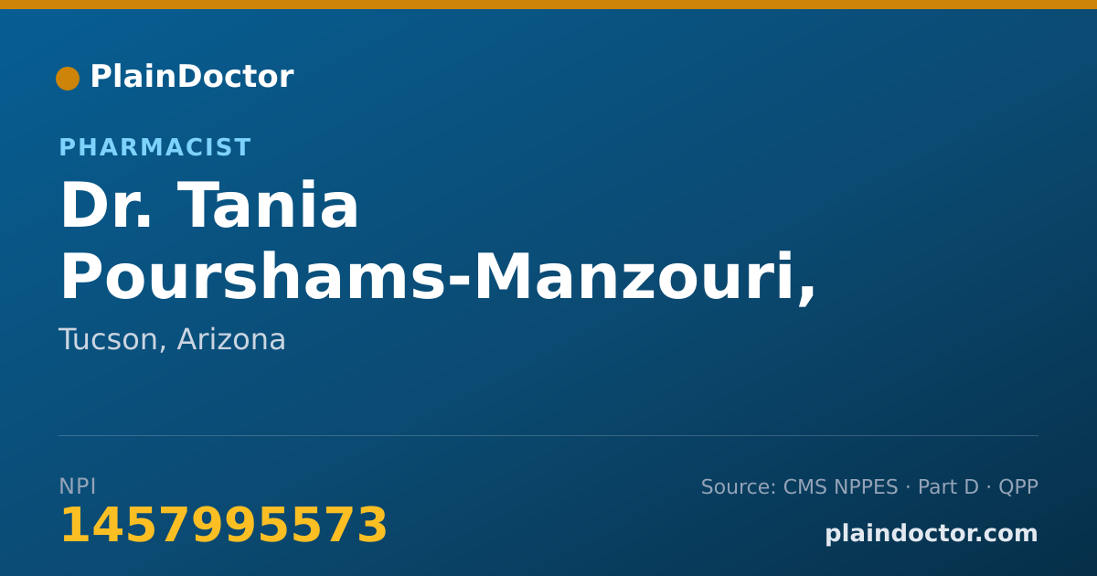 Shareable card for Tania Pourshams-Manzouri, PHARMD - Pharmacist, Tucson, AZ