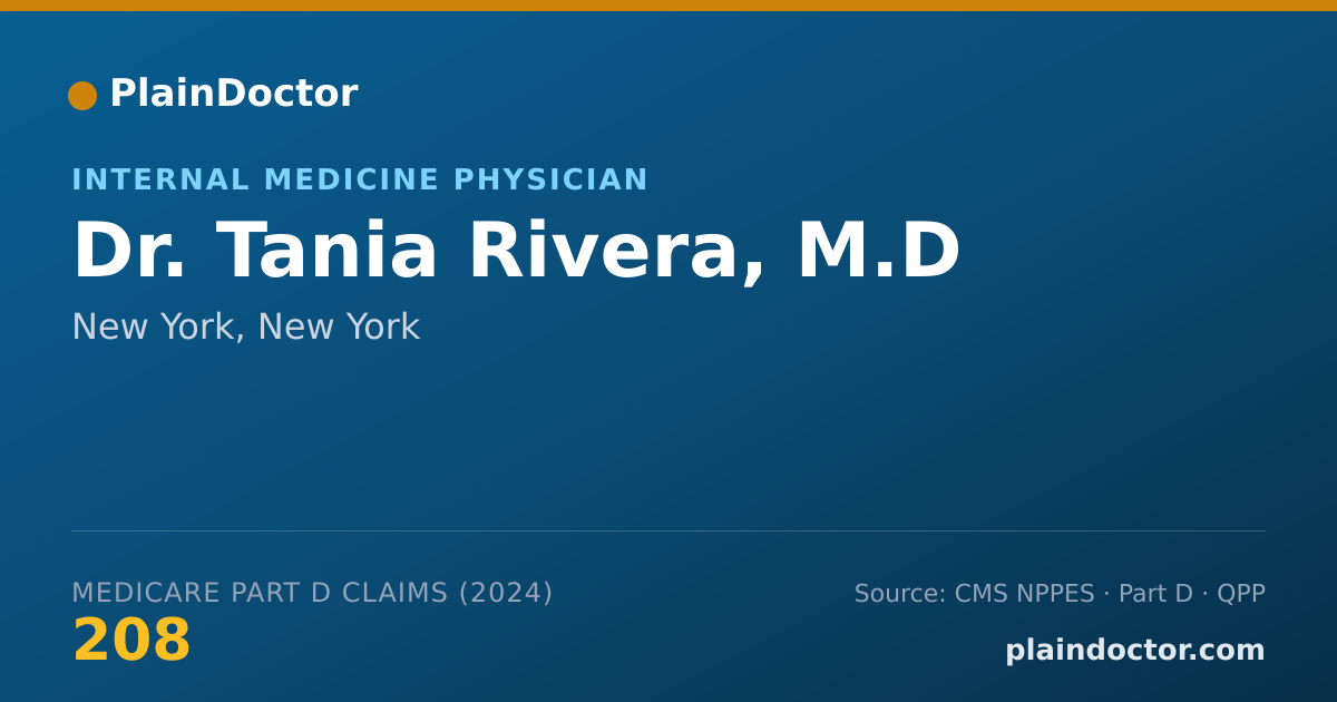 Shareable card for Tania Rivera, M.D - Internal Medicine Physician, New York, NY