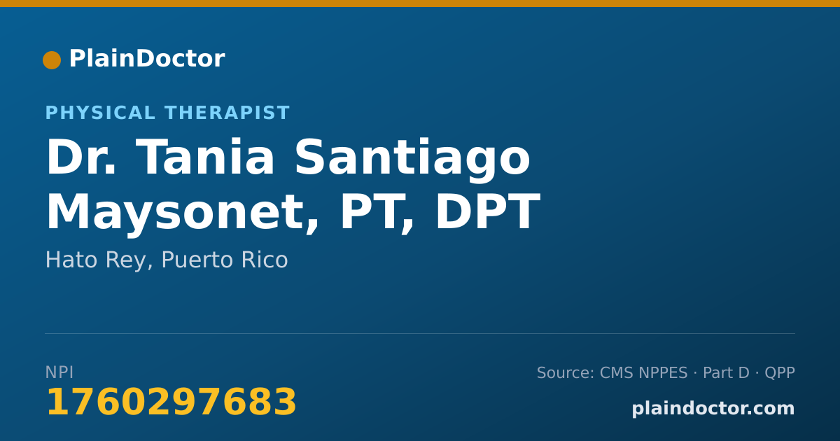 Shareable card for Tania Santiago Maysonet, PT, DPT - Physical Therapist, Hato Rey, PR