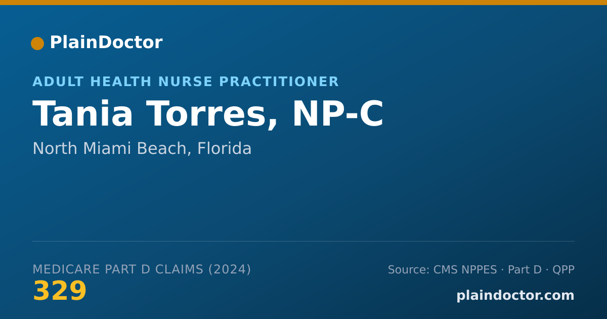 Shareable card for Tania Torres, NP-C - Adult Health Nurse Practitioner, North Miami Beach, FL