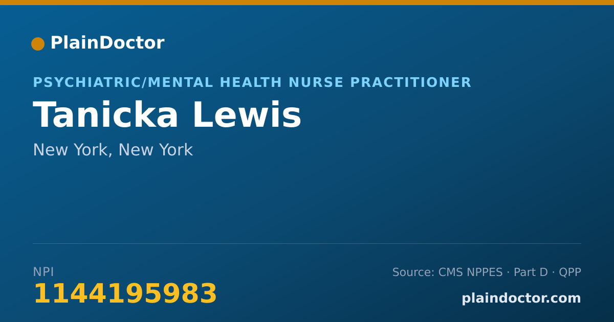 Shareable card for Tanicka Lewis - Psychiatric/Mental Health Nurse Practitioner, New York, NY