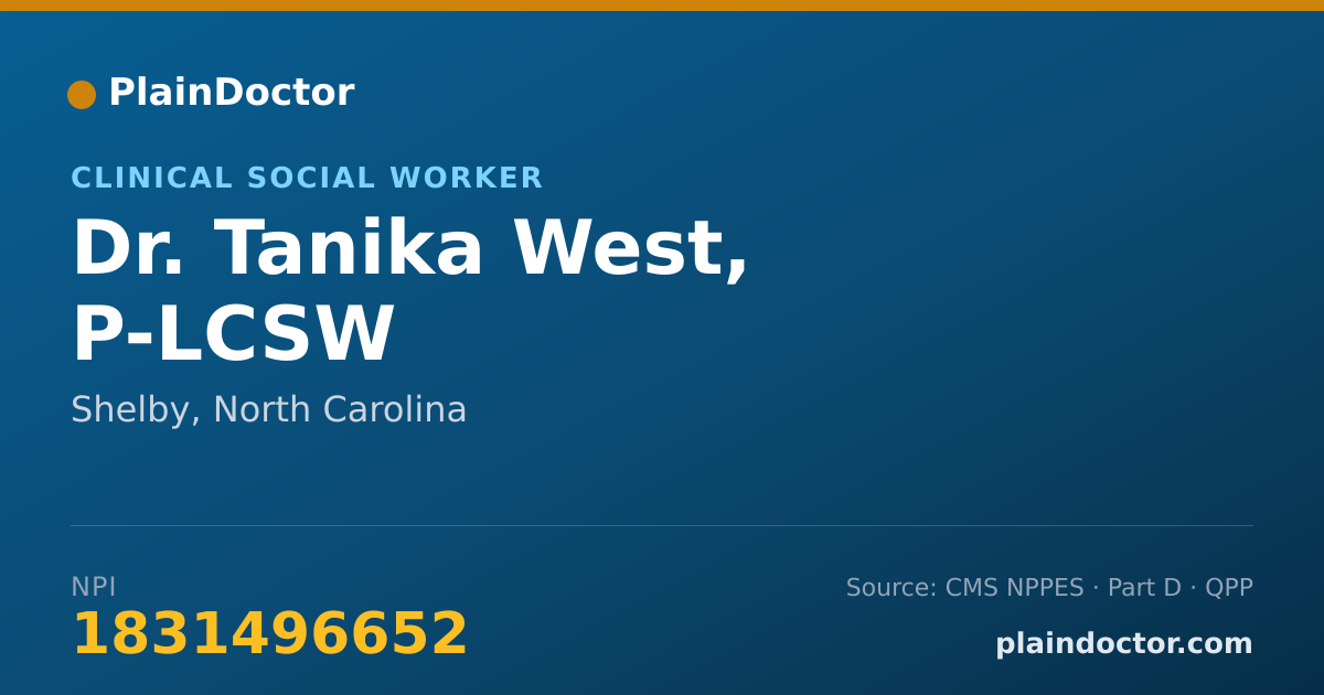Shareable card for Tanika West, P-LCSW - Clinical Social Worker, Shelby, NC