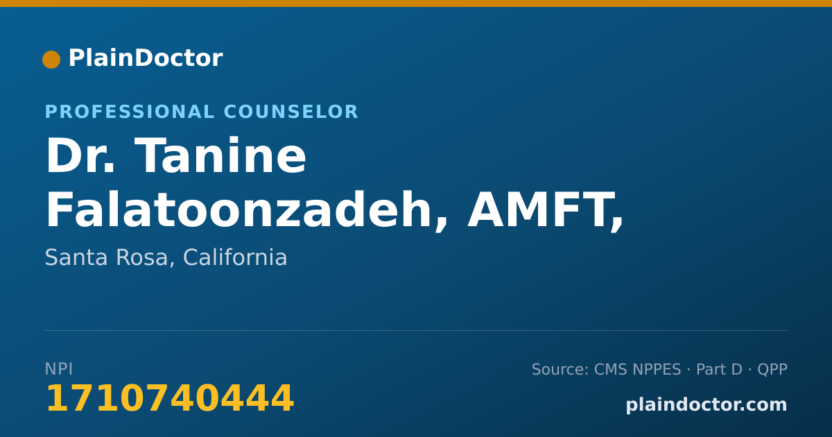 Shareable card for Tanine Falatoonzadeh, AMFT, APCC - Professional Counselor, Santa Rosa, CA