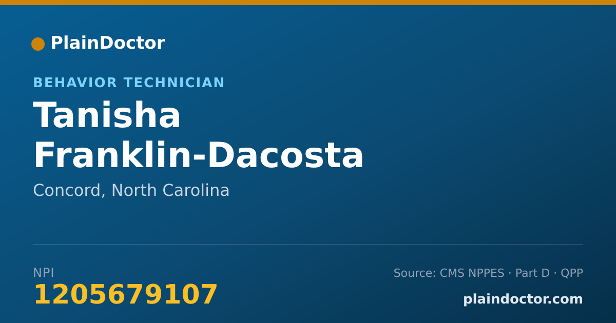 Shareable card for Tanisha Franklin-Dacosta - Behavior Technician, Concord, NC