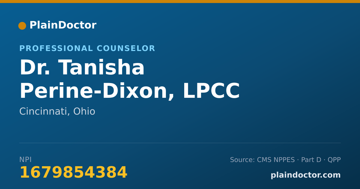 Shareable card for Tanisha Perine-Dixon, LPCC - Professional Counselor, Cincinnati, OH