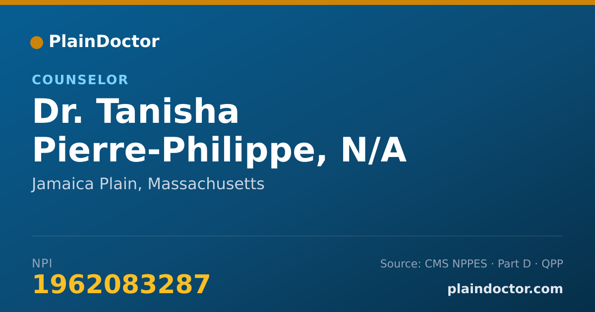 Shareable card for Tanisha Pierre-Philippe, N/A - Counselor, Jamaica Plain, MA