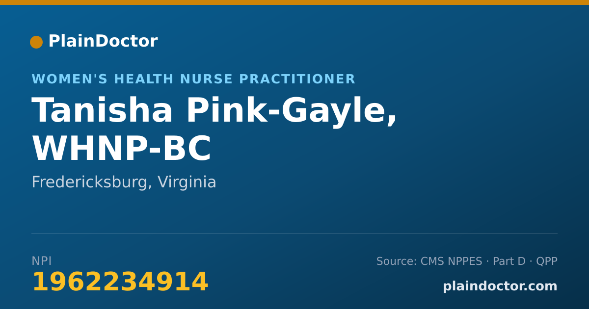 Shareable card for Tanisha Pink-Gayle, WHNP-BC - Women's Health Nurse Practitioner, Fredericksburg, VA