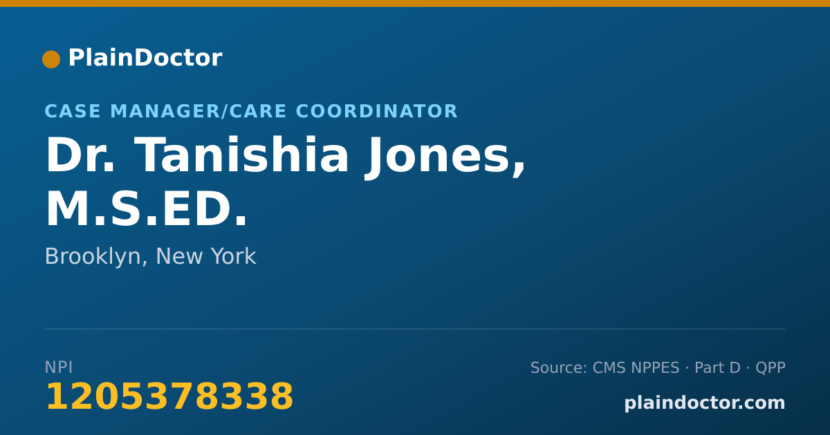 Shareable card for Tanishia Jones, M.S.ED. - Case Manager/Care Coordinator, Brooklyn, NY