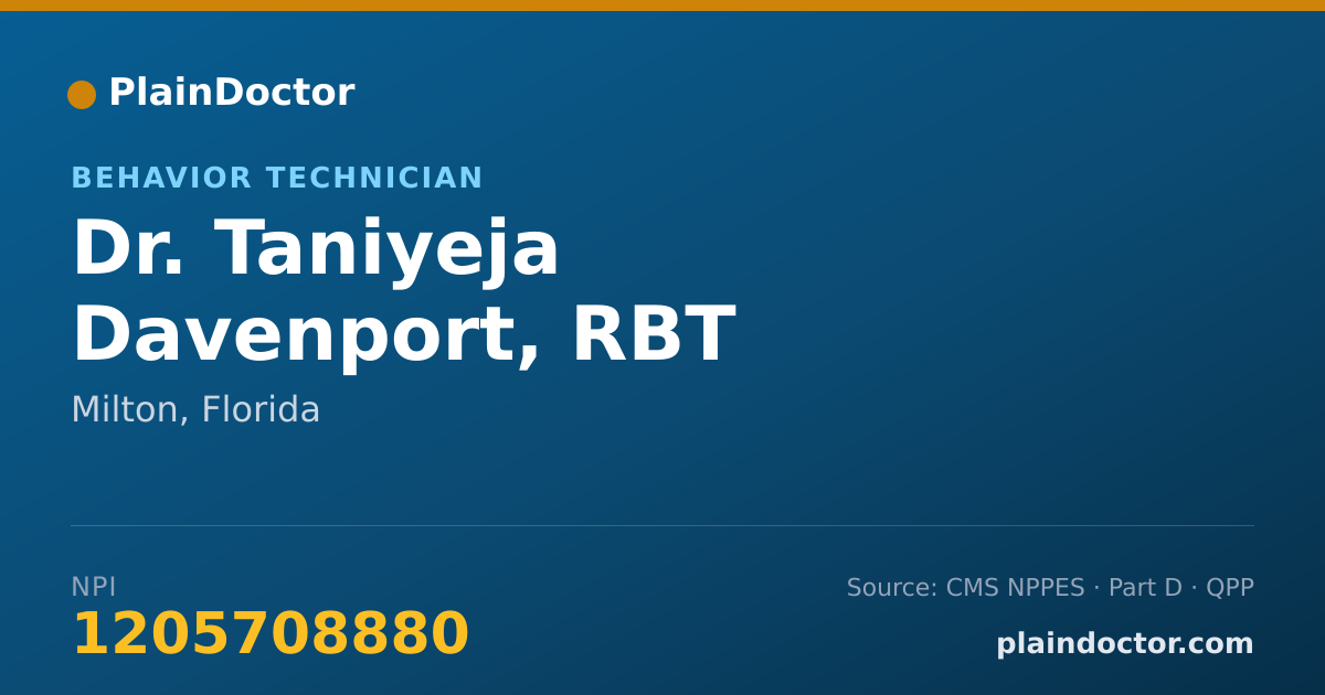 Shareable card for Taniyeja Davenport, RBT - Behavior Technician, Milton, FL