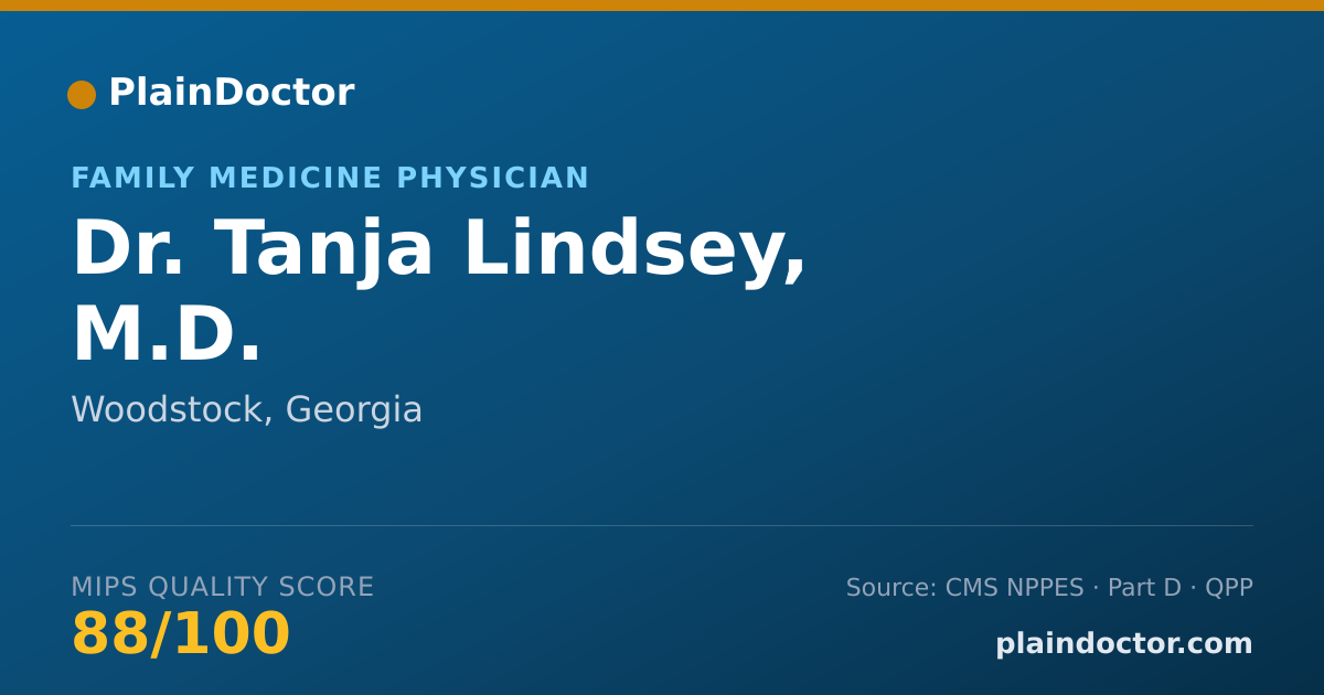 Shareable card for Tanja Lindsey, M.D. - Family Medicine Physician, Woodstock, GA