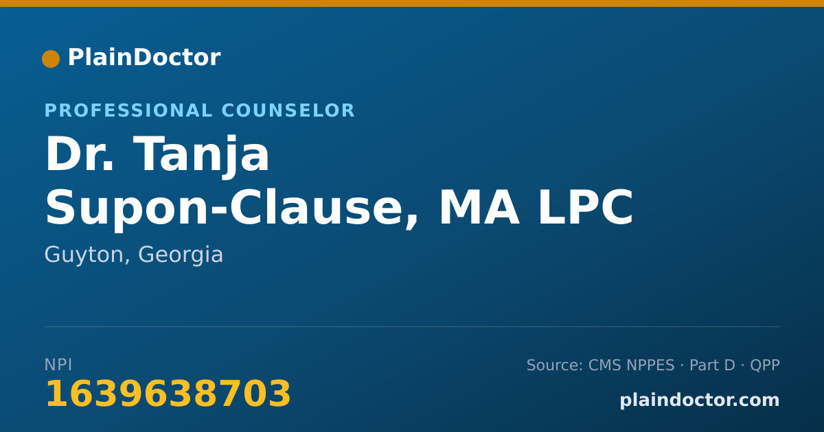 Shareable card for Tanja Supon-Clause, MA LPC - Professional Counselor, Guyton, GA
