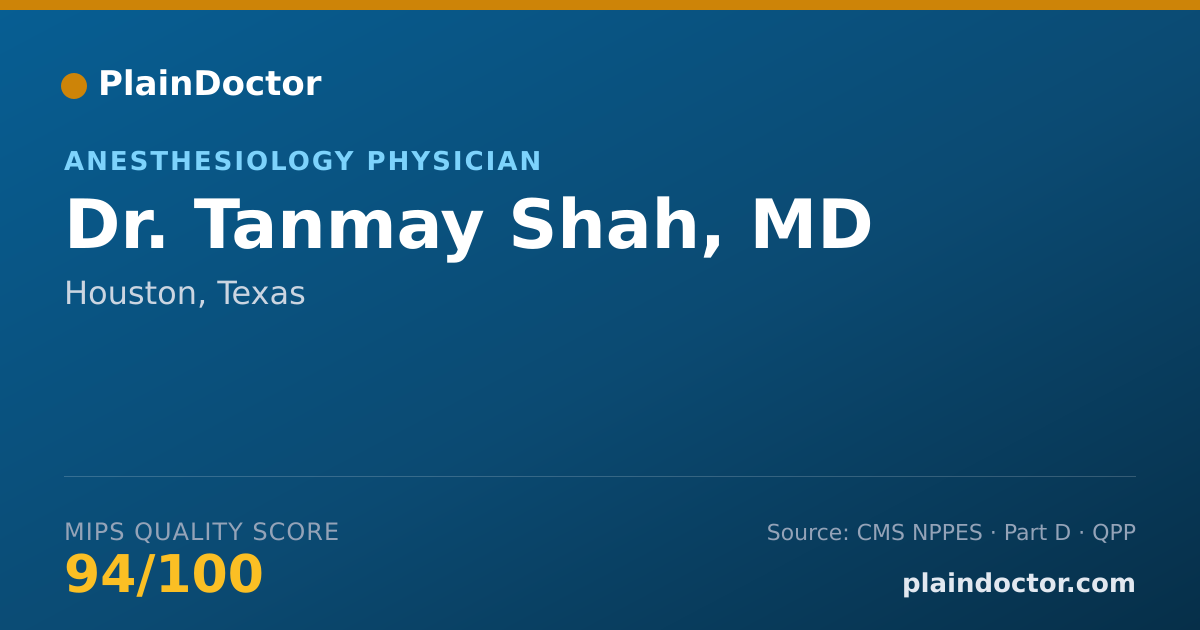 Shareable card for Tanmay Shah, MD - Anesthesiology Physician, Houston, TX